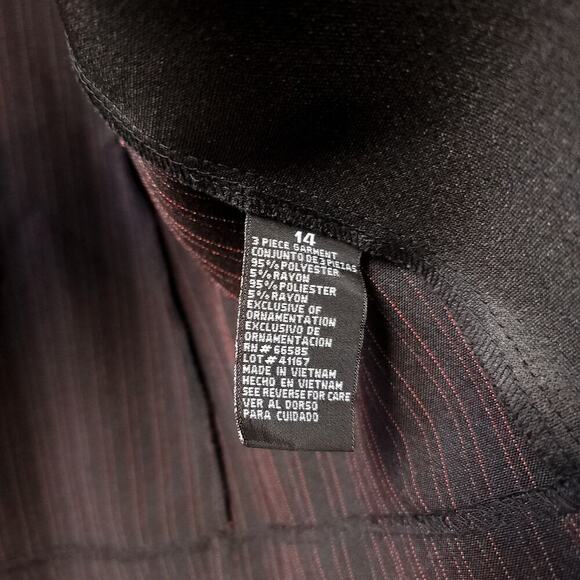 Perceptions Zip Blazer Womens Size 14 Black Red Suit Top Jacket Pin Stripe Suit - Picture 7 of 12